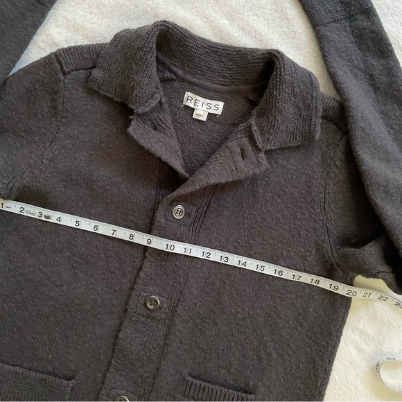 Reiss Men’s Slim Fit Button-Up Cardigan – Charcoal Gray Wool Blend (L) - Picture 5 of 16